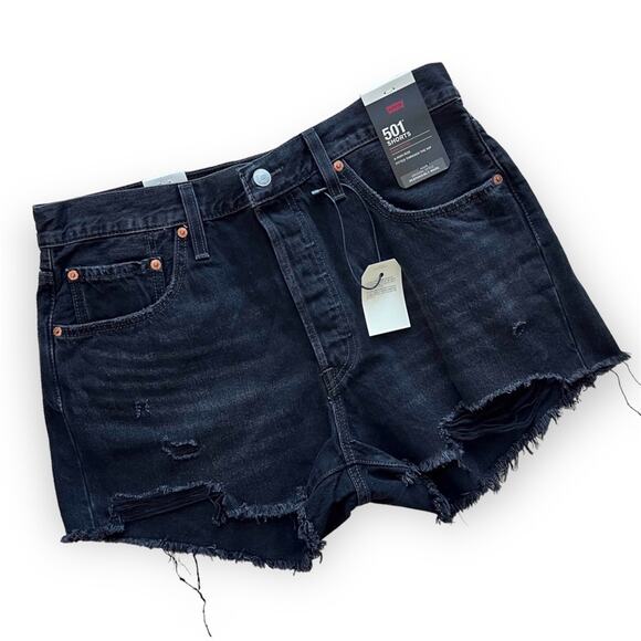 Levi’s 501 Original Wise Up Black High Rise Shorts Women’s Size 32 - Picture 4 of 13